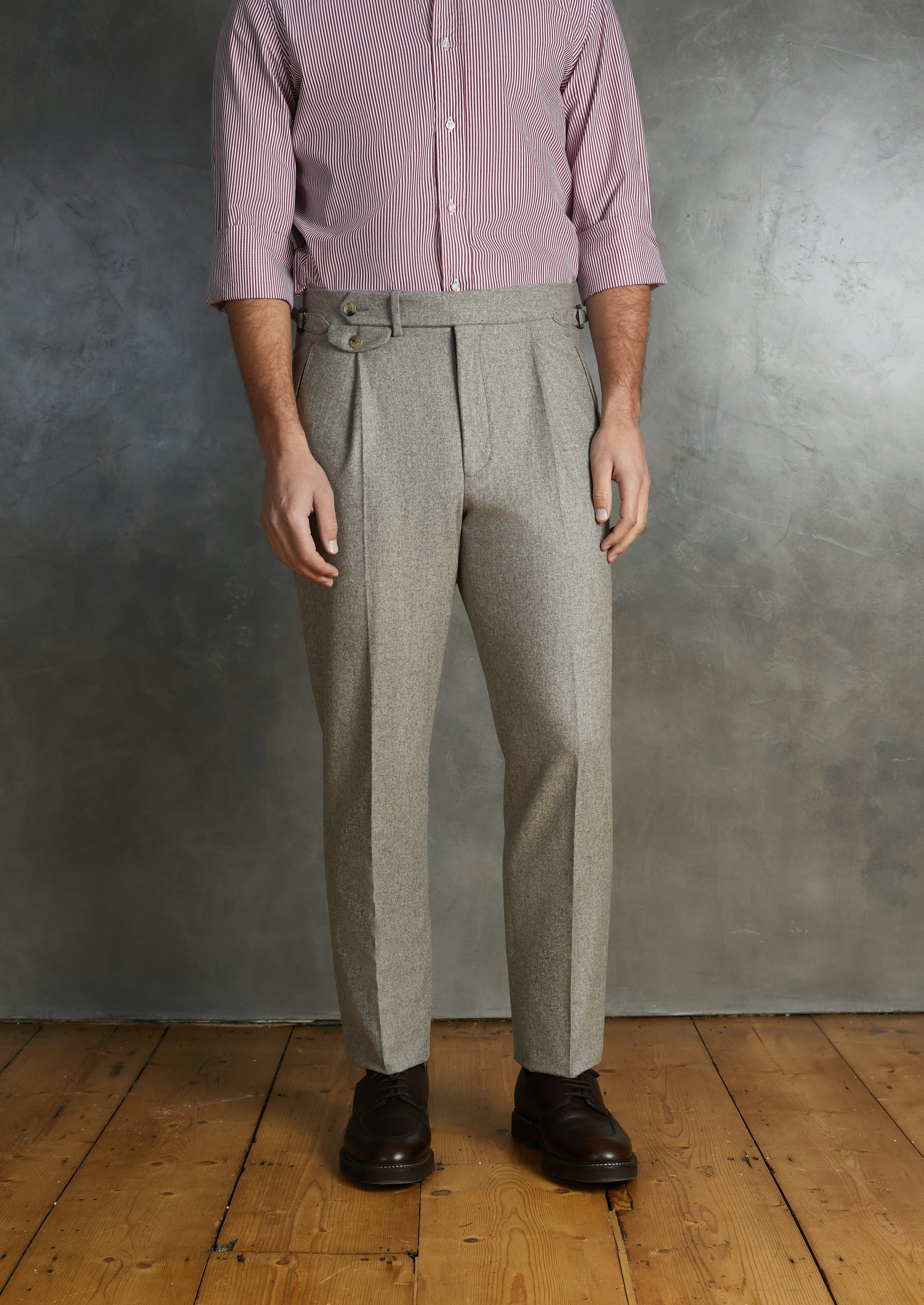 Single-darted, crinkled wool flannel trousers | GIORGIO ARMANI Man
